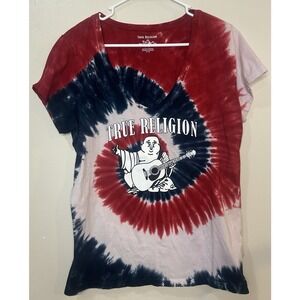 True Religion Women's Buddha Tie‎ Dye Swirl Tee Size XL